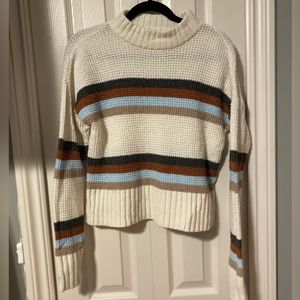 Cream and Striped Knit SO Brand Sweater